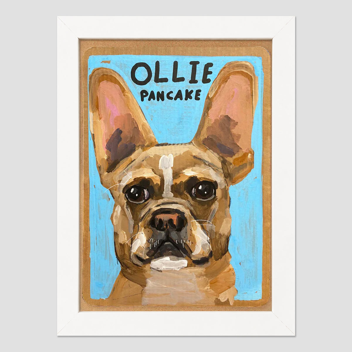 Ollie pet portrait in a white frame, by Ben Lenovitz